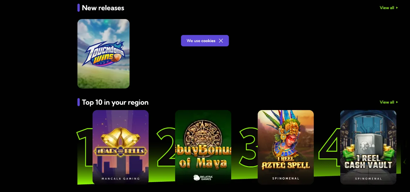 Lobby von LuckyBoom im Browser: Neuheiten und Top 10 der Region